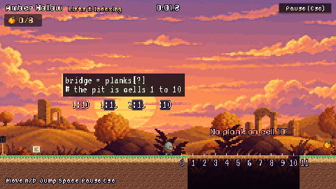 In-game view of The slice bridge in Amber Hollow